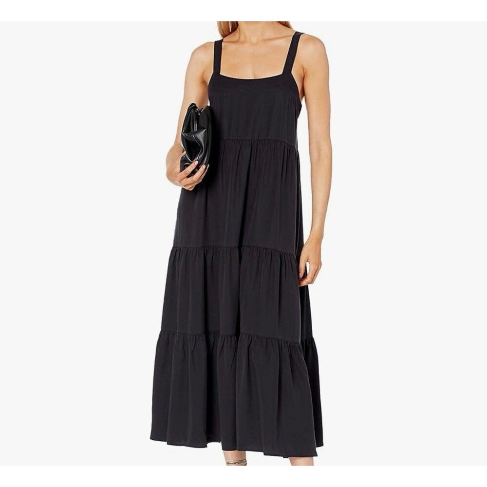 The Drop Britt Tiered Midi Tent Dress Black Size XXL New With Tag